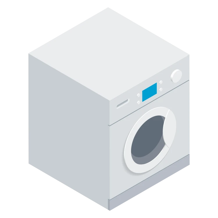 Illustratie van een witte wasmachine met ronde deur
